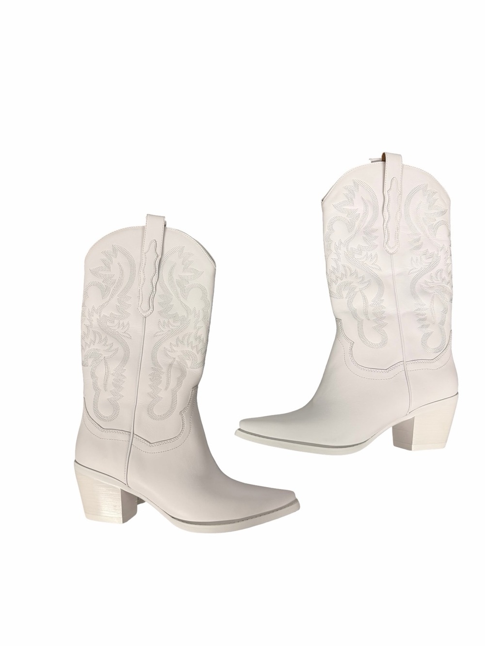 Jeffrey Campbell White Western Embroidered Heeled Boots